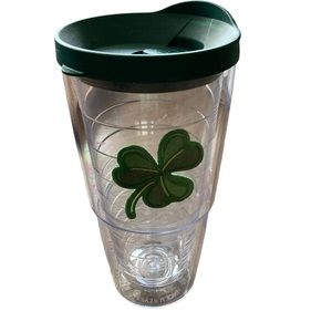 Tervis Shamrock Double Walled Insulated Tumbler Cup 24oz Clear Hunter Green Lid